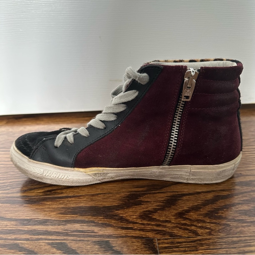 Golden Goose GGDB Slide Sneakers Snakeskin High Top Leopard Print Suede Sz 36 - Picture 11 of 16